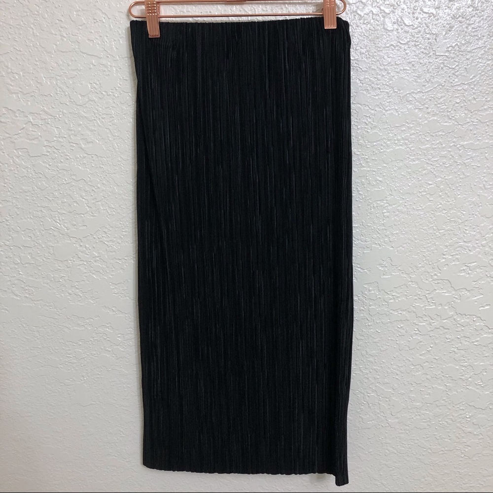 Topshop Black Pleated Midi Skirt